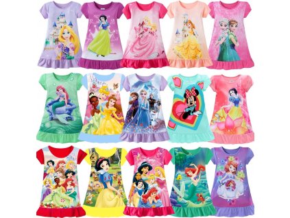 Mermaid Anna Elsa Dress Girls Nightdress Clothes Cartoon Pajamas Children s Clothing ShortSleeve Pajamas Dress Kids.jpg