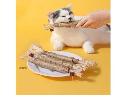 1 Pc Cat Toys Silvervine Chew Stick Polygonum Kitty Raffia Grass Pet Supplies Cleaning Teeth Stick.jpg