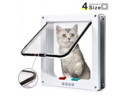 Cat Flap Door with 4 Way Security Lock Controllable Switch Transparent ABS Plastic Gate Puppy Kitten.jpg