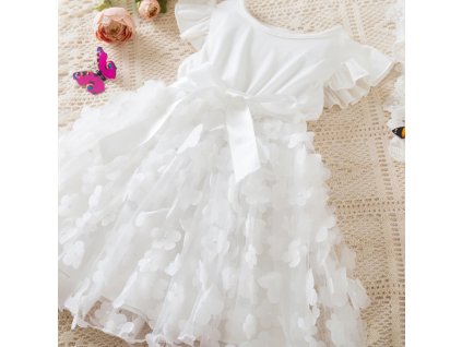 2024 New Summer Dress for Baby Girls 2 6 Years 3D Flower Fly Sleeves Kids Birthday.jpg (1)