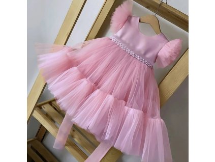 Pink Kid Girl Wedding Dress Baby Pageant Girl Party Princess Birthday Dress Children Clothes Bow Lace.jpg (1)