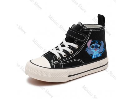 Kotníčkové tenisky na suchý zip s tkaničkou - motiv Lilo a Stitch