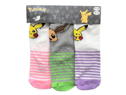 SADA 3 KS PONOŽKY POKÉMON (Velikost 23-26)