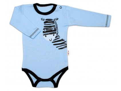 Baby Nellys Body dlouhý rukáv, modré, Zebra (Velikost koj oblečení 62 (2-3m))