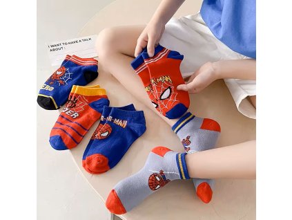 Dětské bavlněné kotníkové ponožky - SPIDERMAN - 5 ks