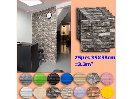 Samolepící 3D panely/tapety - imitace kamene (rozměr 35*38 cm) - 25 ks