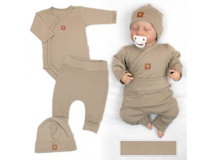 Rostoucí 3dílná sada pro miminko Nature - taupe (Velikost koj oblečení 50/56 (0-2m))