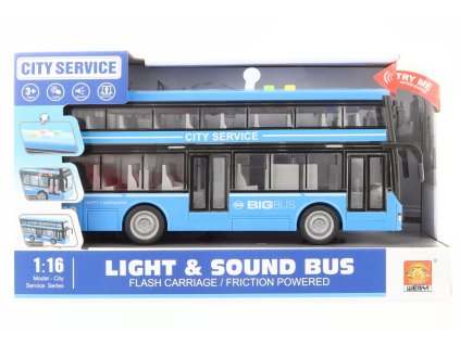 Autobus dvoupatrový modrý na baterie