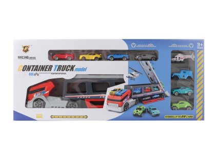 Kamion vyklápěcí s autíčky (7 autíček a 1 helikoptéra)