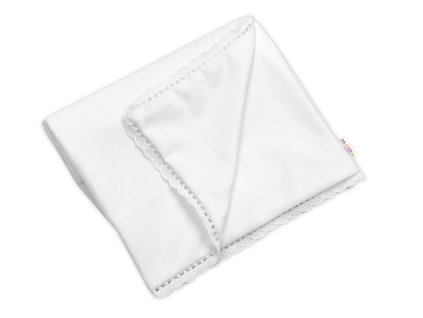 luxusni detska deka velvet oboustranna s krajkovym lemovanim 100 x 75 cm bila