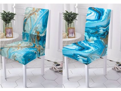 Elastické potahy na židle v modrém odstínu