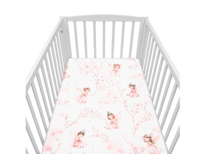 Bavlněné prostěradlo do postýlky New Baby Víly 120x60cm (Barva Růžová)