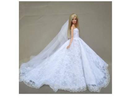 Svatební šaty na panenku Barbie