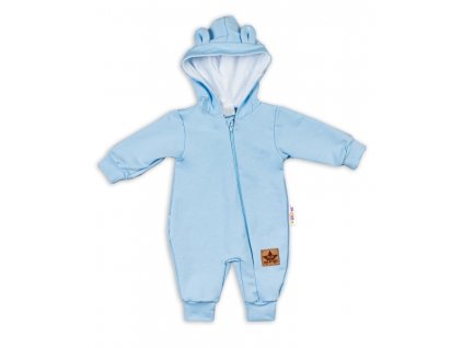 Baby Nellys Teplákový overal s kapucí Teddy - sv. modrý, vel. 62 (Velikost koj oblečení 86 (12-18m))