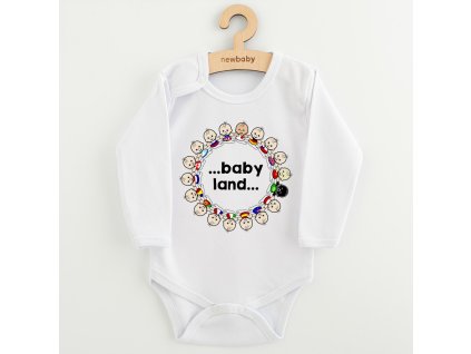 Dětské body s potiskem New Baby ...baby land... (Barva Bílá, Velikost 56 (0-3m))