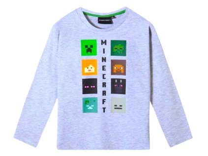 Chlapecké TRIKO MINECRAFT dlouhý rukáv (šedé s potiskem) vel. 8