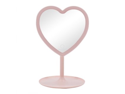 kosmeticke zrcatko s led podsvicenim pink heart