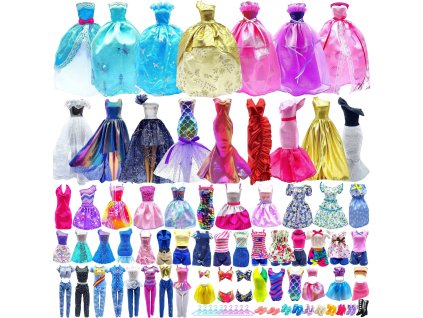 Sada 60 ks oblečení a doplňků pro panenku Barbie