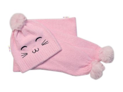 zimni cepice s bambuli sal kitty baby nellys ruzova vel 54 58