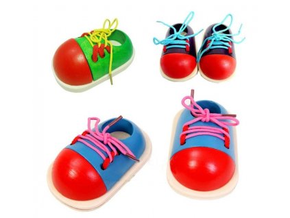 1Pc Kids Montessori Educational Toys Children Wooden Toys Toddler Lacing Shoes Early Education Montessori Teaching Aids 0