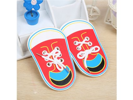 Montessori Toys Educational Wooden Toys for Children Early Learning Teaching Lacing Shoes Kids Tie Shoelaces Games 0