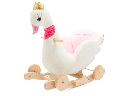 Houpací hračka s kolečky a melodií Baby Mix Labuť bílá (Barva Multicolor)