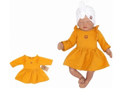 Z&Z Dětské teplákové šatičky/tunika Princess - hořčicové (Velikost 62 (2-3m))