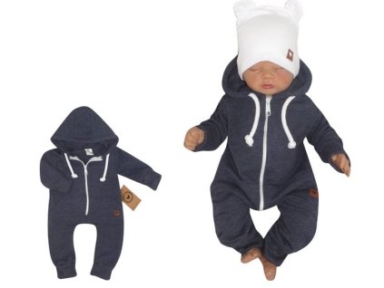 Z&Z Dětský teplákový overálek s kapucí, jeans (Velikost koj oblečení 62 (2-3m))