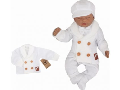 Z&Z Pletený elegantní svetřík s knoflíčky Boy, bílý, vel. 80 (Velikost koj oblečení 56 (1-2m))