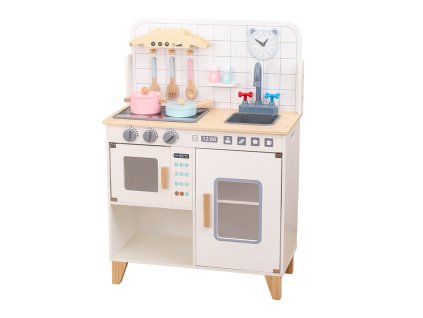 Dětská dřevěná kuchyňka s vybavením Montessori Baby Mix bílá (Barva Multicolor)