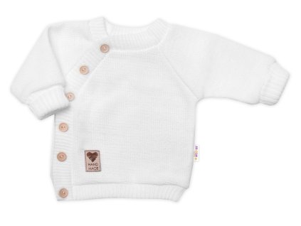 Dětský pletený svetřík s knoflíčky, zap. bokem, Hand Made Baby Nellys, bíly (Velikost 56/62 (0-3m))