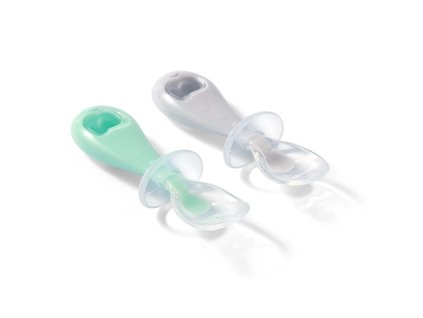 Dětská silikonová lžička Baby Ono 2 ks šedá, mátová (Barva Dle obrázku)