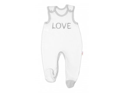 Kojenecké bavlněné dupačky, Love - bílé (Velikost koj oblečení 56 (1-2m))