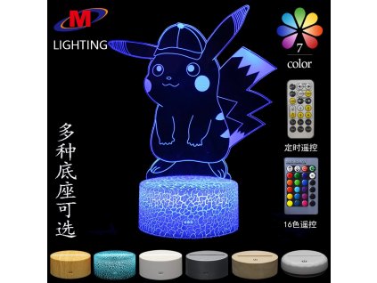 Pokemon Pikachu 3D lampa se změnou barvy