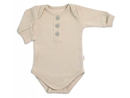 Rostoucí body NATURE, dlouhý rukáv s knoflíčky, bavlna, béžová (Velikost koj oblečení 56/62 (0-3m))