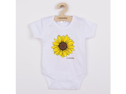 Dětské body s potiskem New Baby Slunečnice - krátký rukáv (Barva Bílá, Velikost 62 (3-6m))