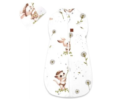 spaci vak zavinovacka cepicka lux soft bavlna 2v1 kocourek a pampeliska bila