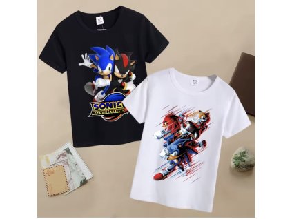 Dětské tričko Sonic (černé), mix potisků