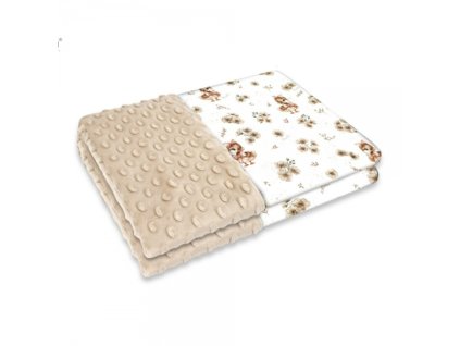 149935 291343 oboustranna deka bavlna minky 100 x 75 cm kacenky bila bezova