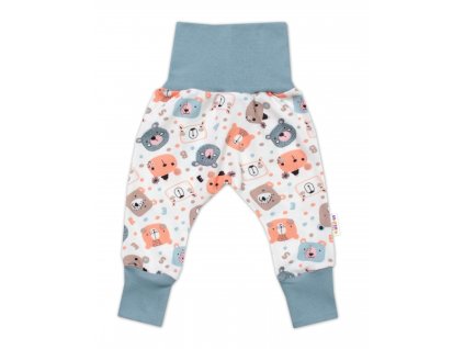 Tepláčky - Baggy, bavlna Space Bear Pastel, Baby Nellys - mátové (Velikost koj oblečení 56/62 (0-3m))