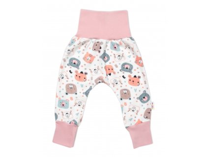 Tepláčky - Baggy, bavlna Space Bear Pastel, Baby Nellys - pudrové, vel. 68 (Velikost koj oblečení 68 (3-6m))