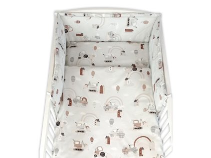 Sada do postýlky 3D, mantinel a povlečení - Malý stavitel, šedá (Velikost povlečení 120x90, Rozměry polštáře 40 x 60, Rozměry přikrývky 120 x 90)