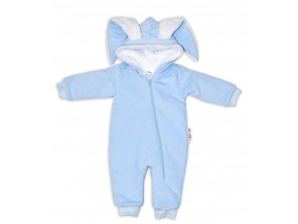 Baby Nellys Manšestrová kombinézka/overálek s kožíškem Cute Bunny - modrá (Velikost koj oblečení 56/62 (0-3m))