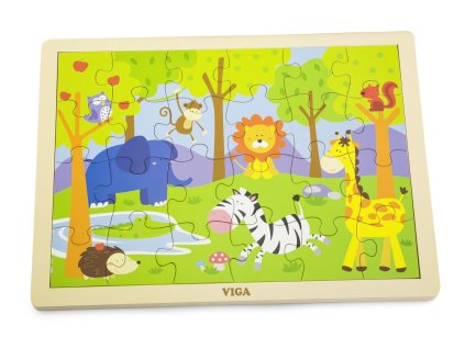 Dřevěné puzzle 24 dílků - zoo