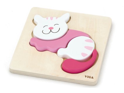 Dřevěné puzzle pro nejmenší - kočka