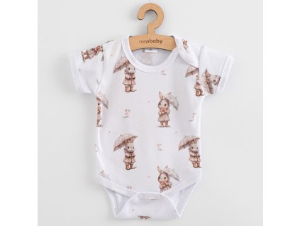 Kojenecké body s krátkým rukávem New Baby For Babies bunny (Barva Hnědá, Velikost 74 (6-9m))