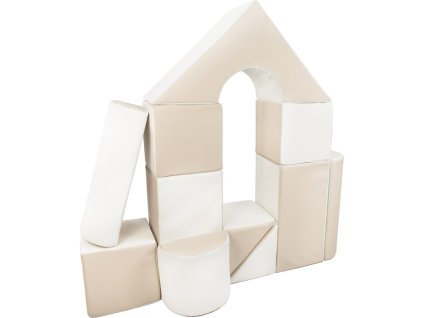 Pěnové kostky-obří stavebnice 11 ks white-cappuccino (Barva Béžová)