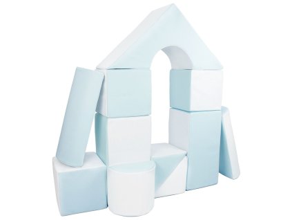 Pěnové kostky-obří stavebnice 11 ks white-blue (Barva Modrá)