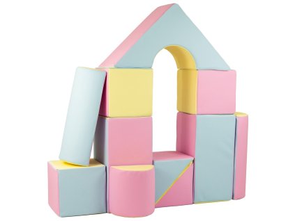 Pěnové kostky-obří stavebnice 11 ks pink-blue-yellow (pastel) (Barva Multicolor)