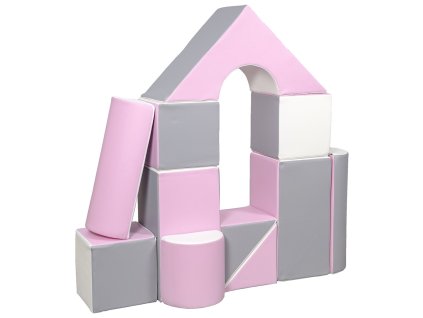 Pěnové kostky-obří stavebnice 11 ks white-light pink-grey (Barva Multicolor)